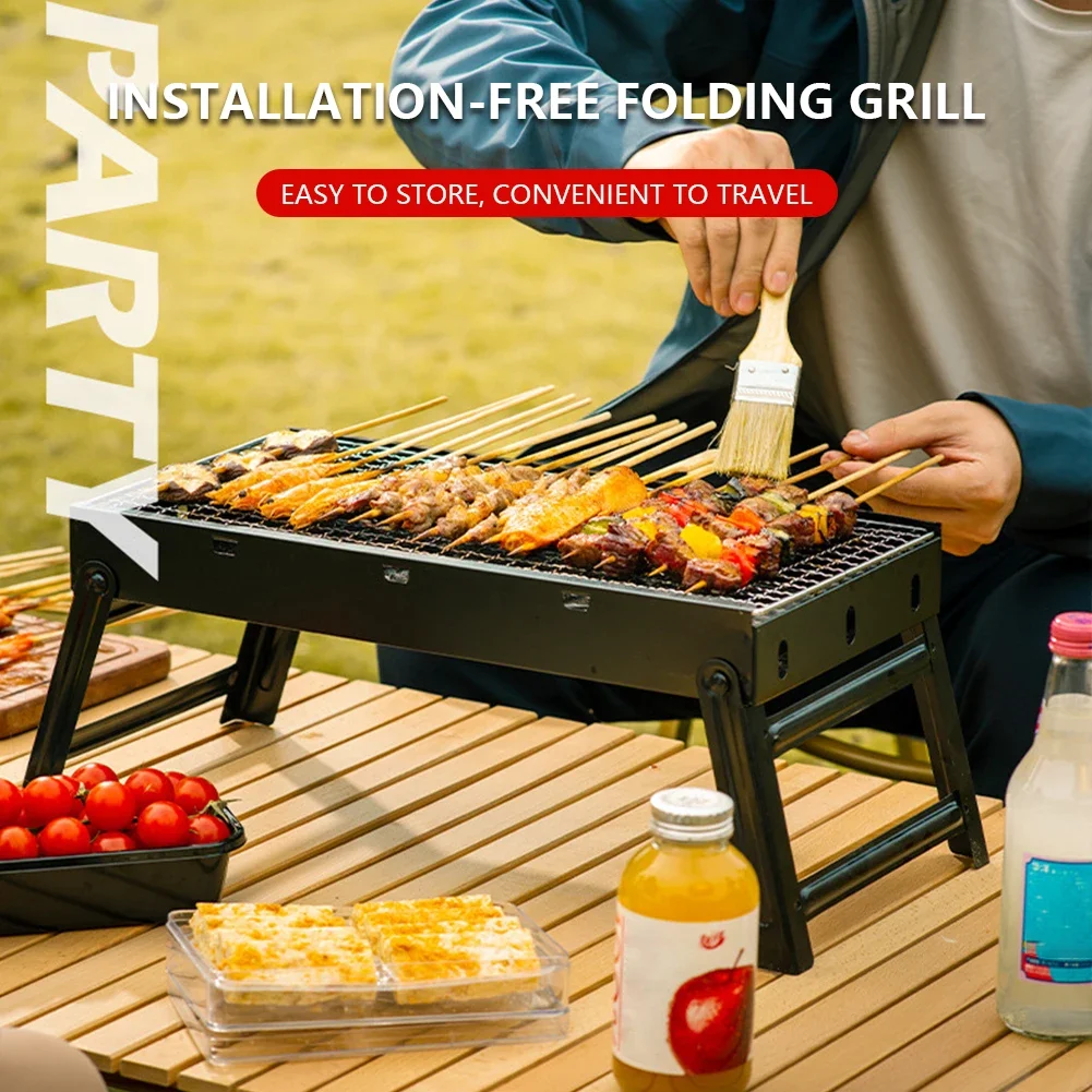 Grille De Barbecue Portable Pliable En Acier Inox – Pratique Pour Pique-nique, Camping, Garantie 1 An