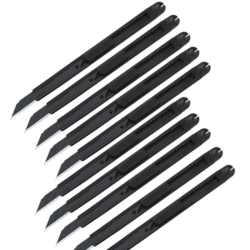 TOFAR 10pcs 30도 블랙 유틸리티 나이프 비닐 랩 자동차 스티커 창 색조 필름 벽지 절단 도구 9mm 스냅 블레이드 끄기