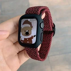 Korean Cute Braided Strap + Case for Apple Watch - Nylon Bracelet (Metallic red)
