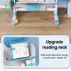 2Pcs/Set Astronaut Pattern Kids Study Desk Chair Set, Height Adjustable Children School Table Chair Set with Bookshelf Drawer 4