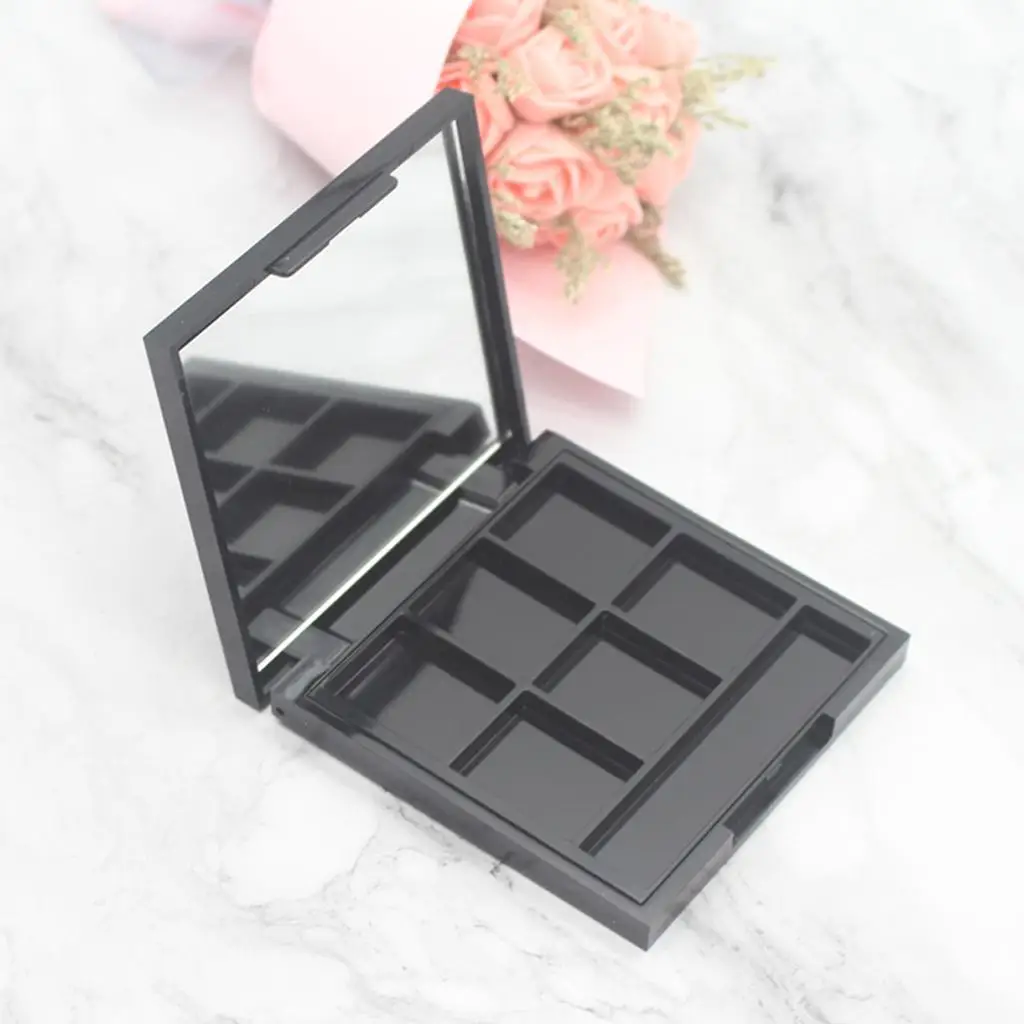 2x 6 Slots Eyeshadow Palette Portable Blush Powder Foundation Case W/ Mirror