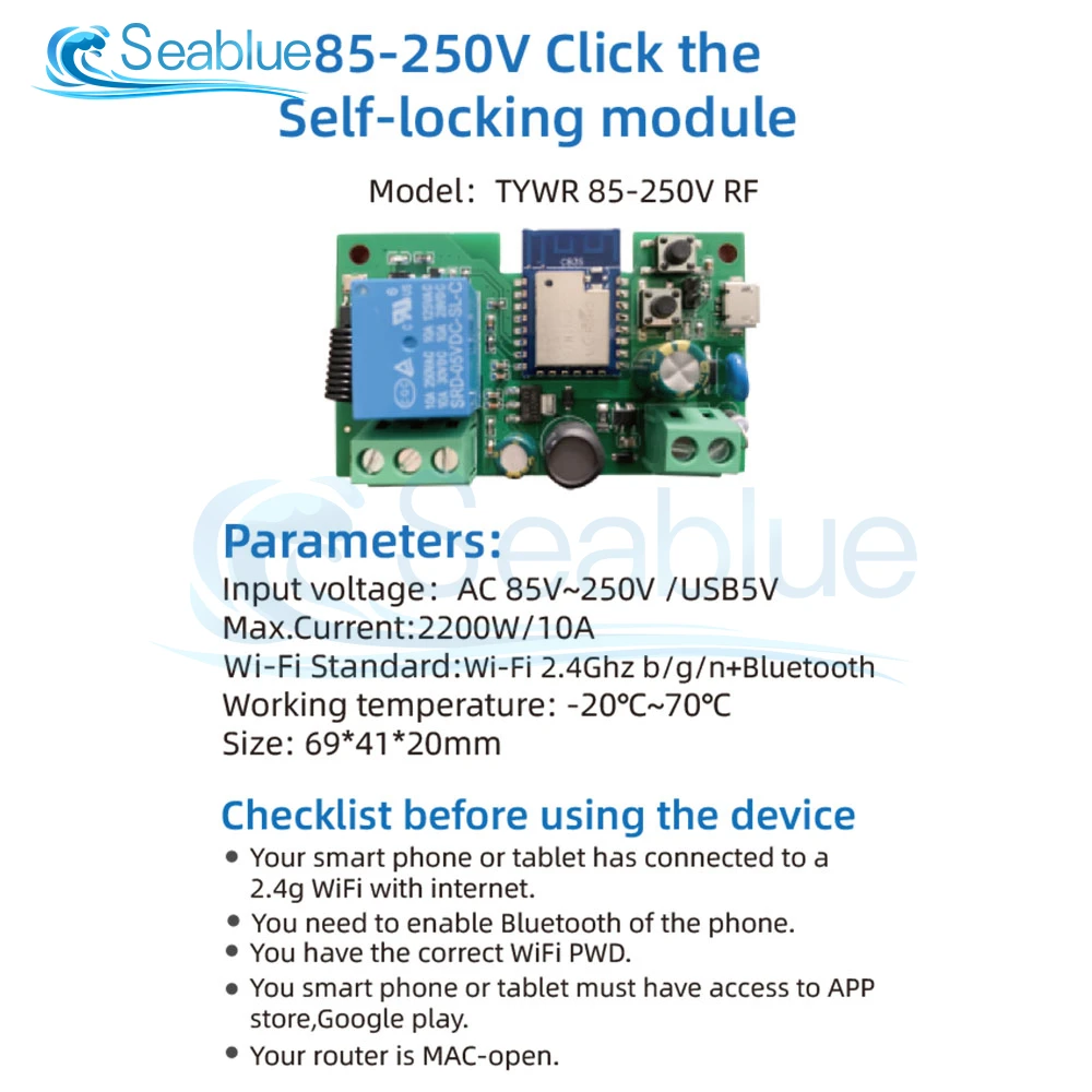 Description Picture 5 of item5V 12V 32V 220V Tuya Smart Wifi Motor Switch Module RF 433Mhz Radio Remote Control 1 Channel Inching Relay for Alexa Google Home