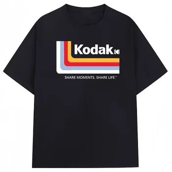 Kodak Summer Brand Fashion Color Print 100% Cotton Versatile Men's T-shirt Daily Sports Sweat-absorbing Breathable Short Sleeve