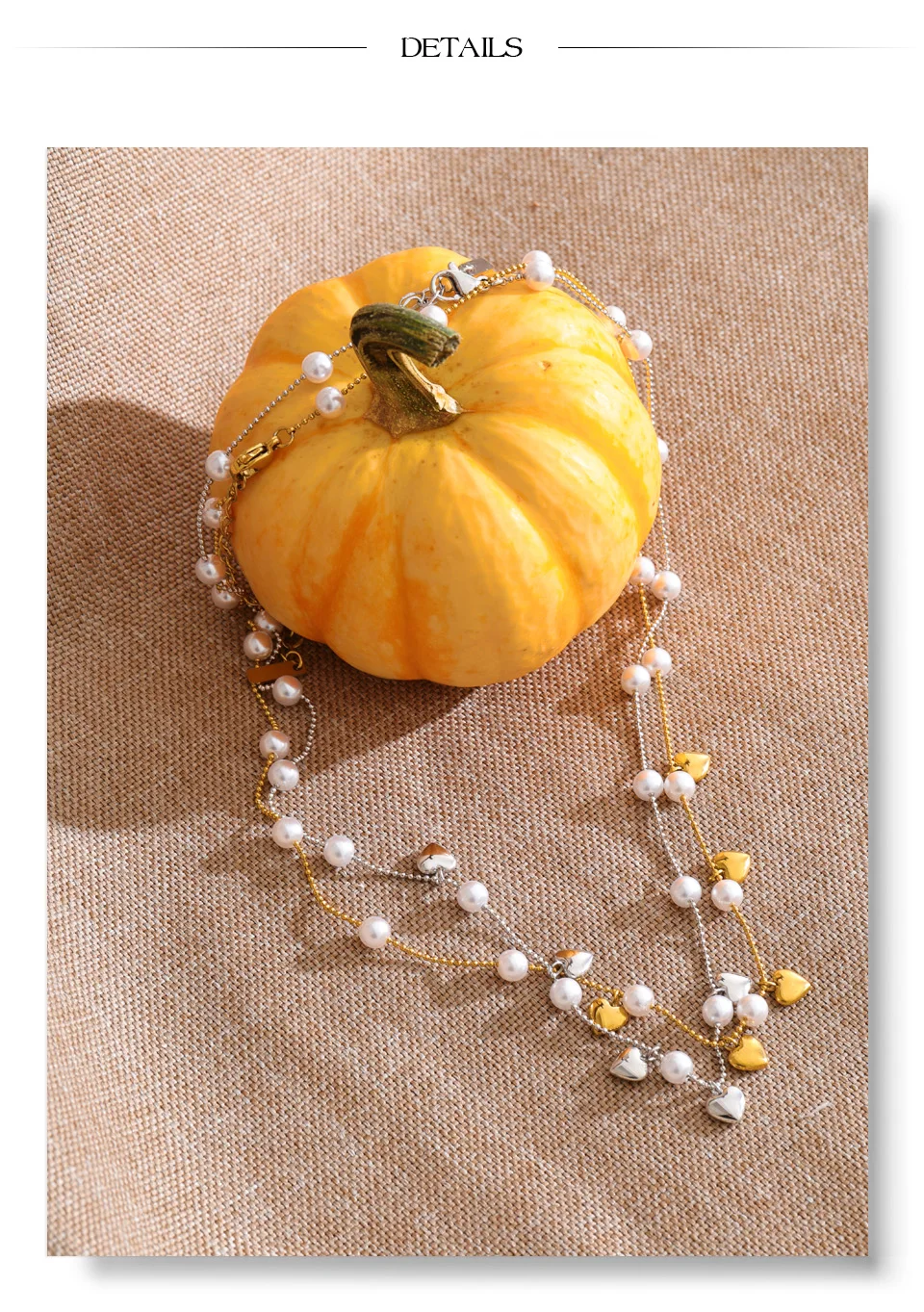 Yhpup Halskette im koreanischen Stil mit simulierten Perlen, Kette mit Herzanhänger für Damen, modische Neuheiten, schicker Halsschmuck, Gala-Geschenk – Detail 11