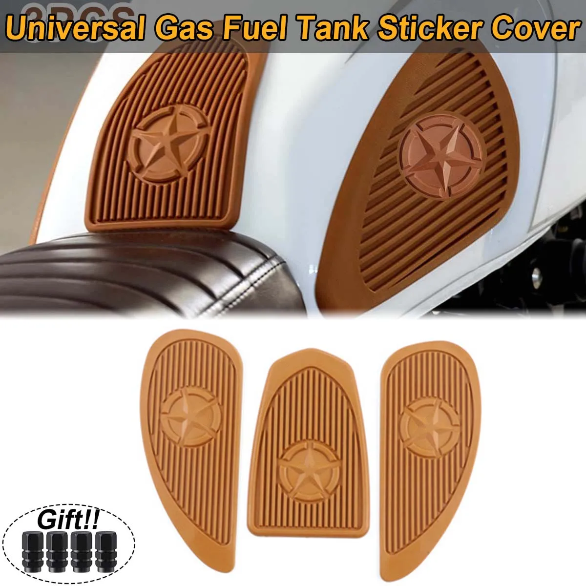 Gas Fuel Tank Pad Sticker Cover Side Tank Knee Protect Star Grip Universale Per Yamaha Ybr125 Sr400 Xsr900 Moto Cafe Racer