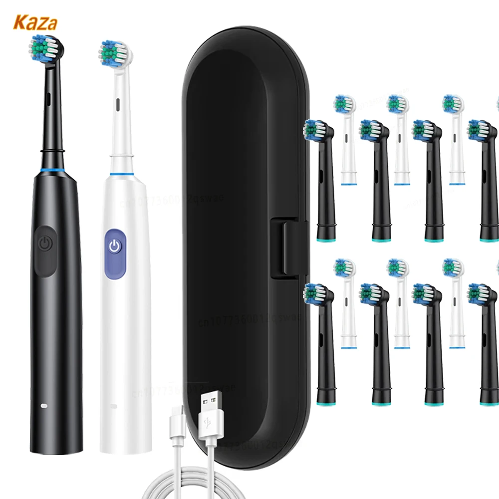 Rotary Electric Toothbrush for Adult Timer Brush 5 Modes Rechargeable Tooth Brush Waterproof Toothbrush 8 Replacement Heads Set electric toothbrush
