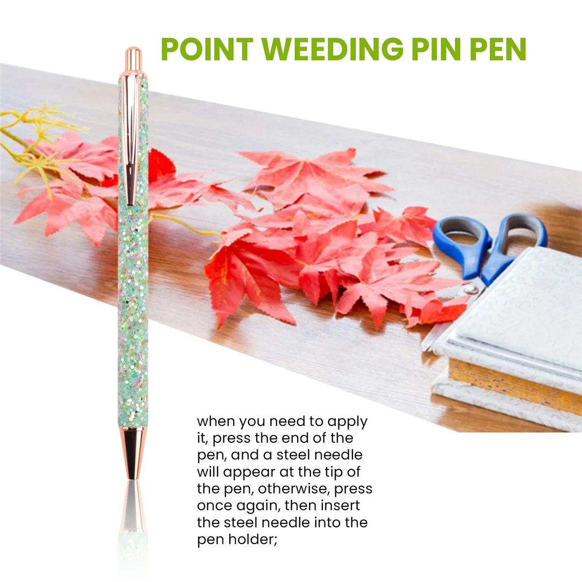 Small Pink Glitter Weeding Pen for Vinyl, HTV or Paper, Epoxy Pin