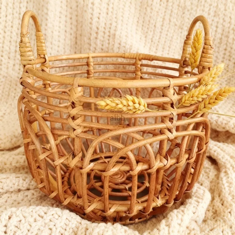 1pc Newborn Growth Souvenirs Vine Basket Photography Props Baby Home Decoration Studio Shooting Key Photography Accessories Tool