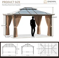 10'x12' Hardtop Gazebo with Netting and Curtains, Outdoor Gazebo with Aluminum Frame, Double Roof Canopy Party Tent for Patio 2
