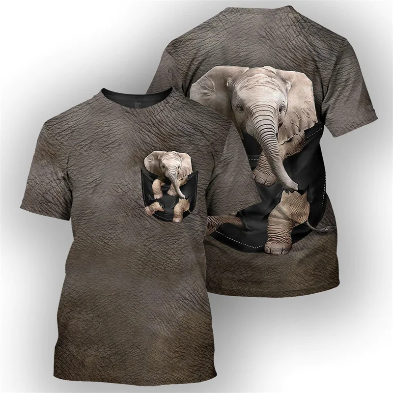 

New Summer 3D Animal Donkey Elephant Cow Deer Printing T Shirt Children Fashion Cool Tee Shirts Men Harajuku Funny Short Sleeves