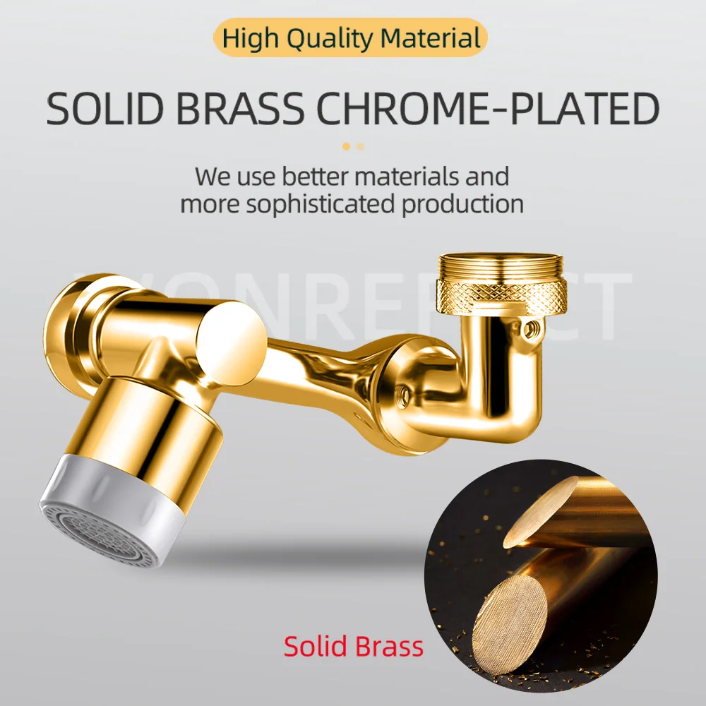Gold mechanical arm universal faucet face wash basin splash proof extension connector can be rotated bathroom Fauce water nozzle 4