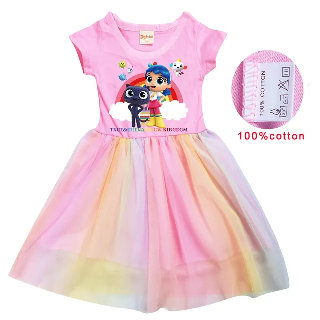 Dessin animé vrai et le royaume arc-en-ciel Costume bébé filles mignon robe d'été enfants fête de mariage habiller enfants princesse robes 1