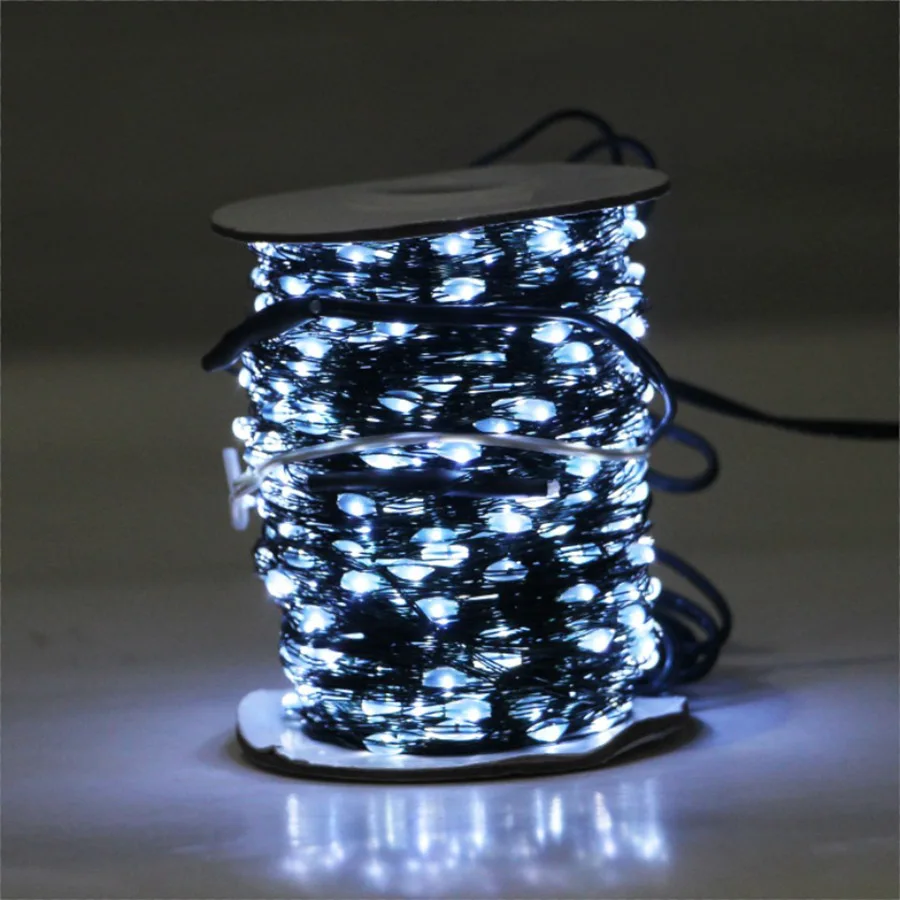 thumbnail image 1 of Guirnalda de luces LED de 50 m y 100 m con alambre plateado para decoración de exteriores, fiestas de Navidad, Año Nuevo, calles, casas y árboles, 1 of 5