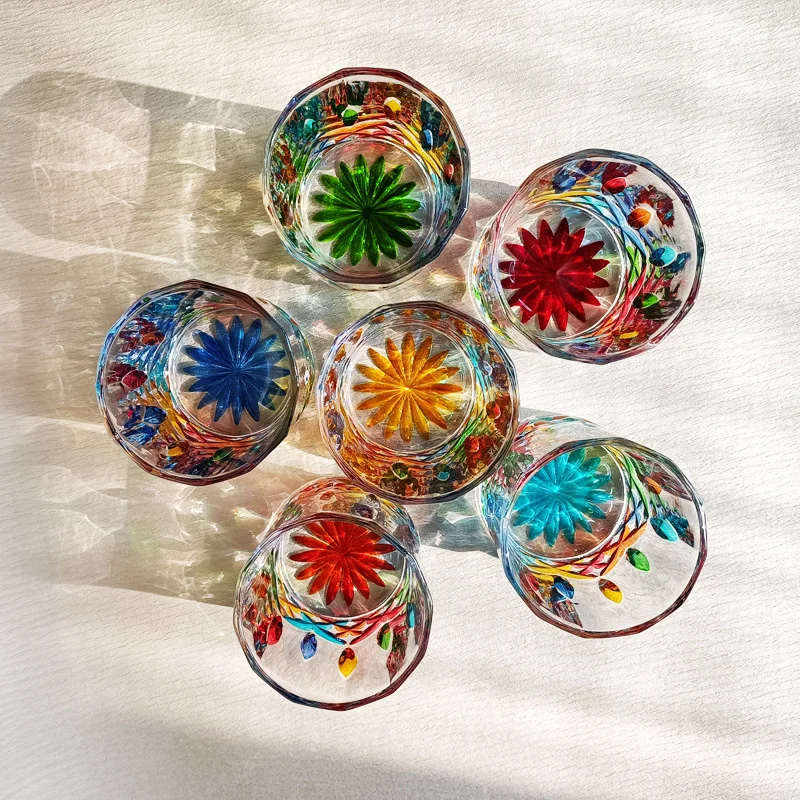 Designer Cup Colorful Jewelry Whiskey Glass Vintage Italian Collection Art Wineglass Venice Enamel Whisky Tumbler Brandy Snifter