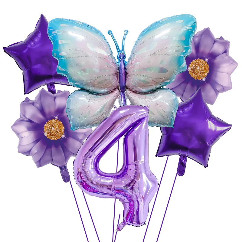

6 piece Butterfly Digital Balloon Set 40 inch Large Digital Butterfly Balloon Birthday Party Decoration Balloon Wholesale