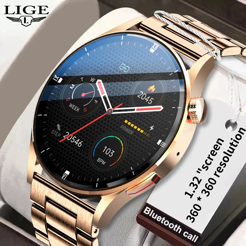 LIGE Three Smartwatch Body Temperature Men Blood Oxygen Monitoring Sports Watches Men Custom Dial Fitness Tracker Smart Watch