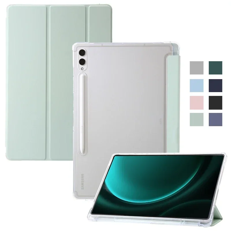 Per Samsung Tab S9 Fe Custodia Con Portapenne Trifold Pu Leather Acrilico Cover Rigida Posteriore Trasparente Per Coque Galaxy Tab S9 Fe Case 10.9