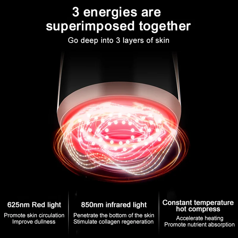 Glass Head Red Light Beauty Device 625nm Far Infrared Light 850nm Therapy Collagen Regeneration Device With Heating Skin Lifting