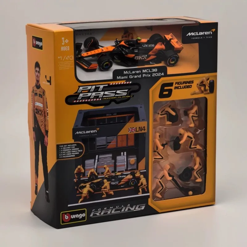New In Stock Bburago 1:43 Mclaren Mcl38 F1 Pit Pass Set Alloy