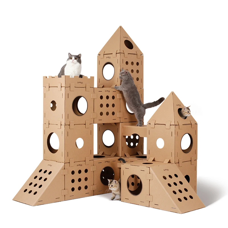 

pet cat kennel,climbing frame, integrated scratching board, claw grinder, wear-resistant carton house