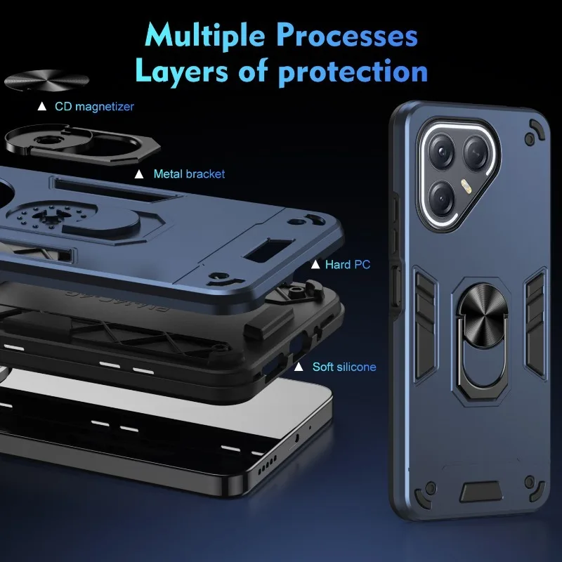 Ultra Armor Magnetic Holder Shockproof Phone Case - Silicone Back Cover with Bracket