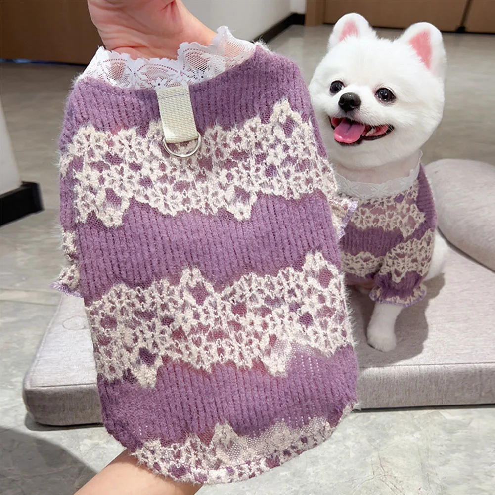 Thicken Soft Winter Warm Dog Sweater Dog Hoodies Lace Sweater Luxury Puppy Pullover Cute Knitted Sweater for Small Medium Dogs