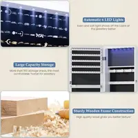 DUMOS 6 LEDs Mirror Jewelry Cabinet, Wall or Door Mounted Jewelry Organizer, 47.2Inch Tall Lockable Large Capacity Cosmetic Sto 4