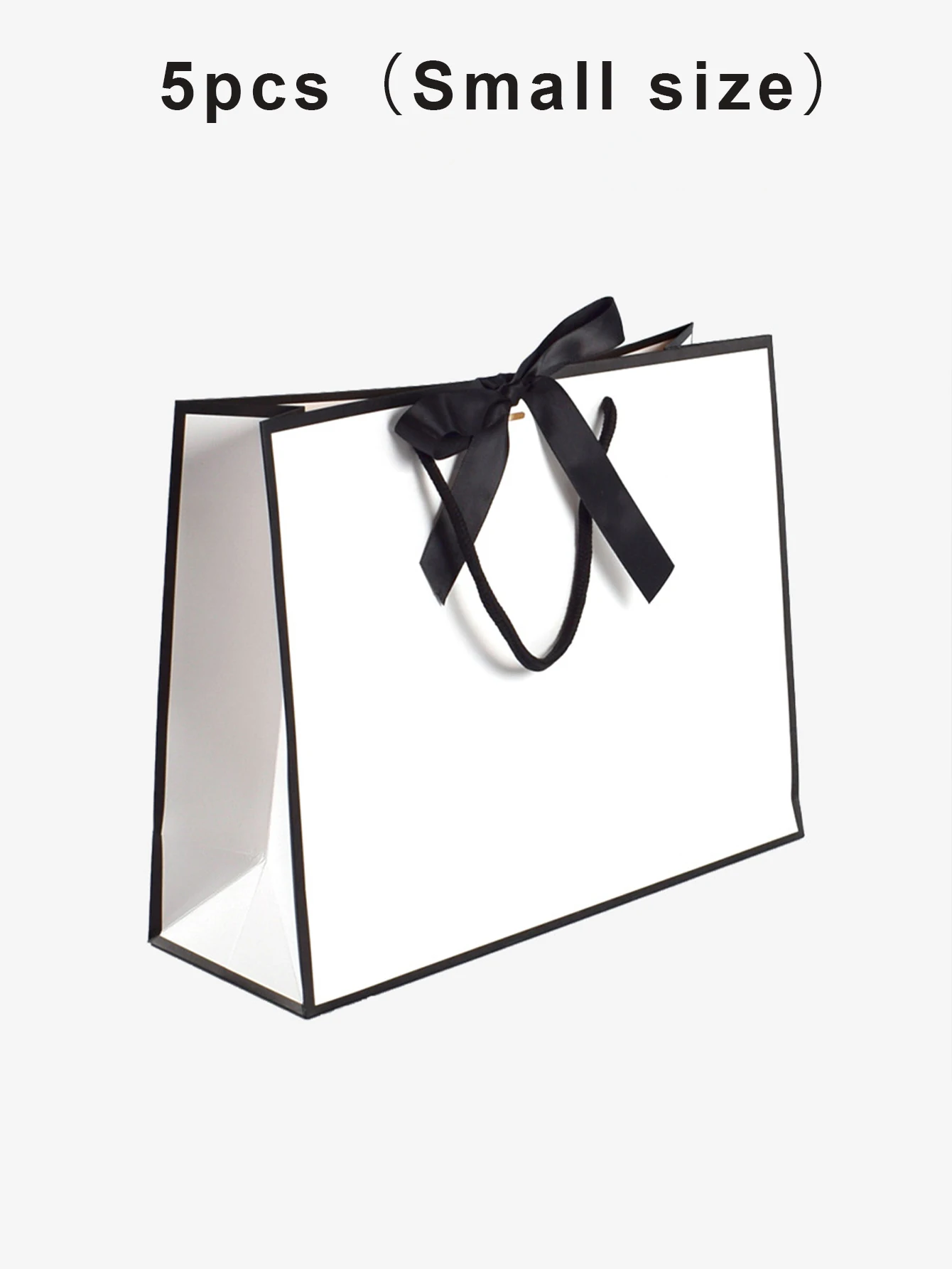 Geschenktüten mit Schleife im Hepburn-Stil, 5er-Set – schwarzer und goldener Besatz, Geschenktüten für Hochzeiten, Weihnachtsfeier- und Eventverpackungen – Detail 2