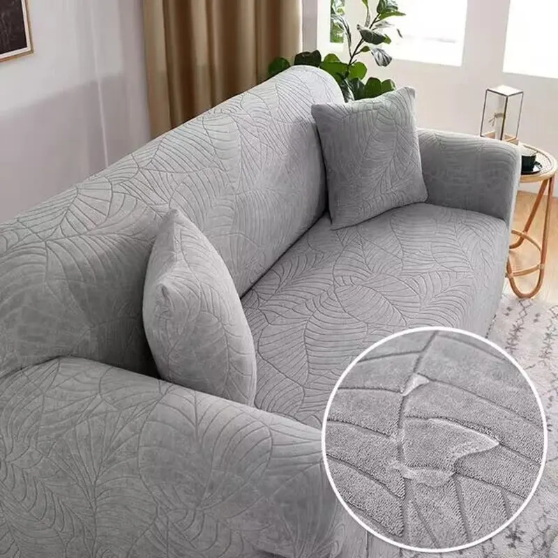 Waterproof Jacquard Sofa Covers 1/2/3/4 Seats Solid Couch Cover L