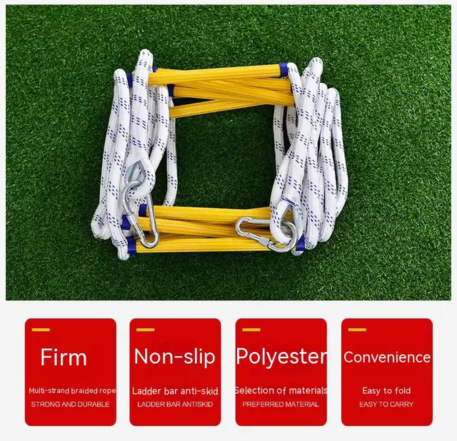 Scala Di Corda Di Salvataggio 10m Ignifuga - Con Moschettone Per Emergenze - Foto 7