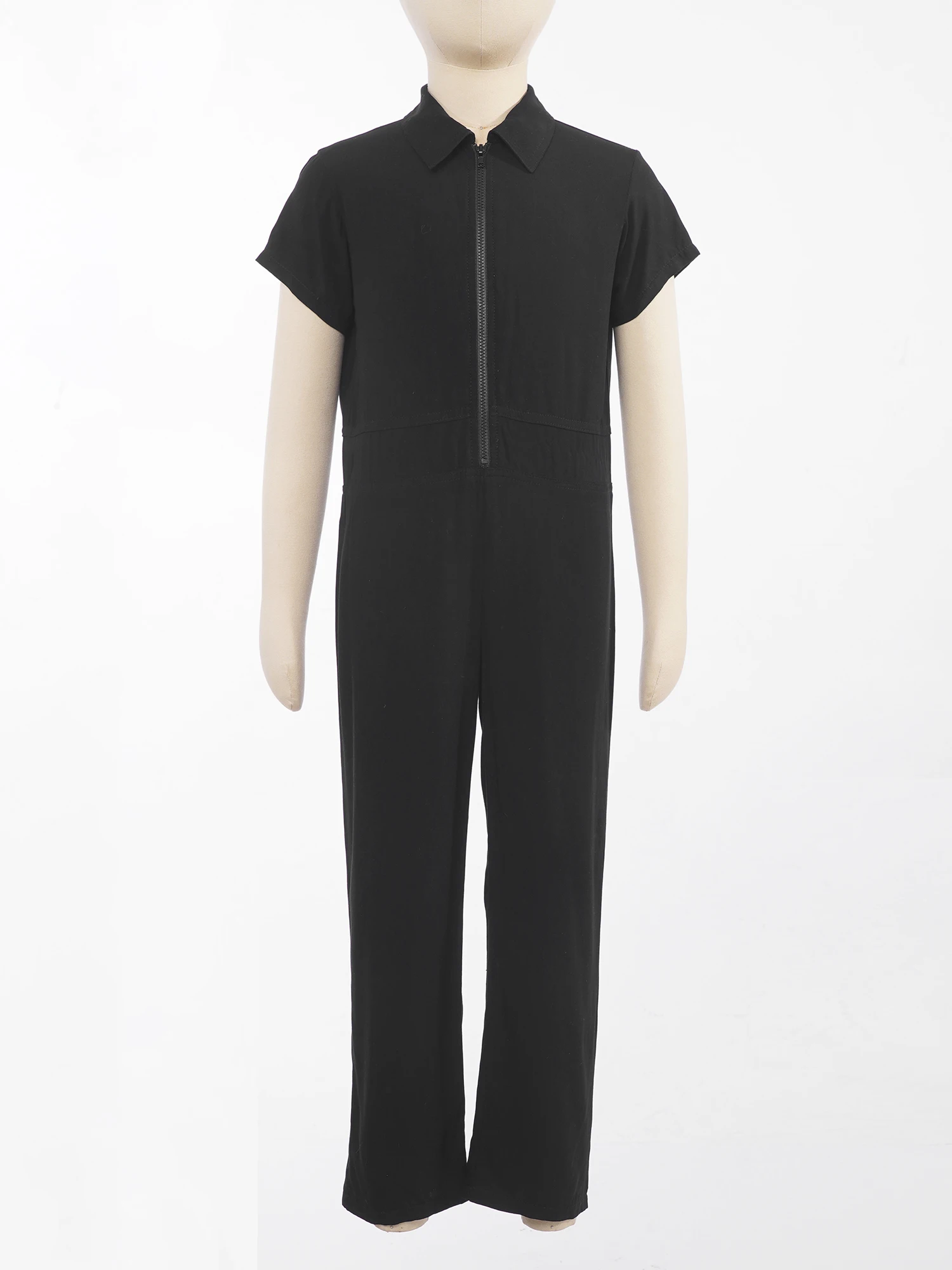 Summer Kids Boys Casual Jumpsuit Playsuit Overalls Short Sleeve Zipper Closure Casual Girls Clothes Long Pants Outfits 6-14 Yrs