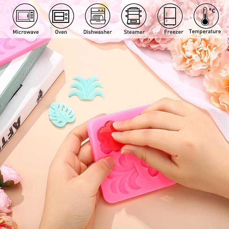 Hawaiian ische tropische Blume Blattform Hibiskus Monstera Blatt Silikon Fondant Form für Schokolade Cupcake Topper Kuchen dekorieren – Detail 3