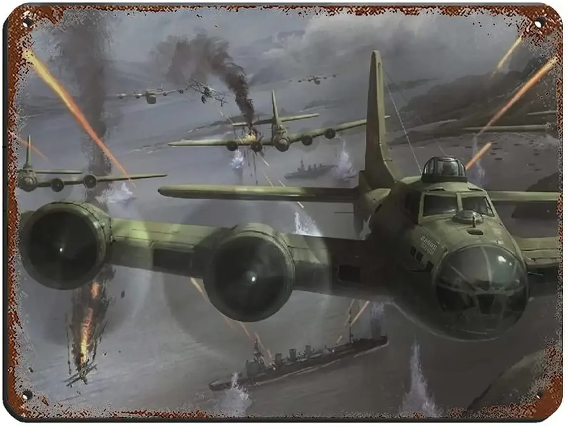 P-51 Mustang Rust Tin Sign World War Ii Military Aircraft Metal Signs 3 Tin Sign Vintage Metal Pub Club Cafe Bar Home -6