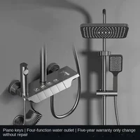 High-end bath pressurized rain shower head all copper shower aircraft carrier shower set piano keys home constant temperature 2