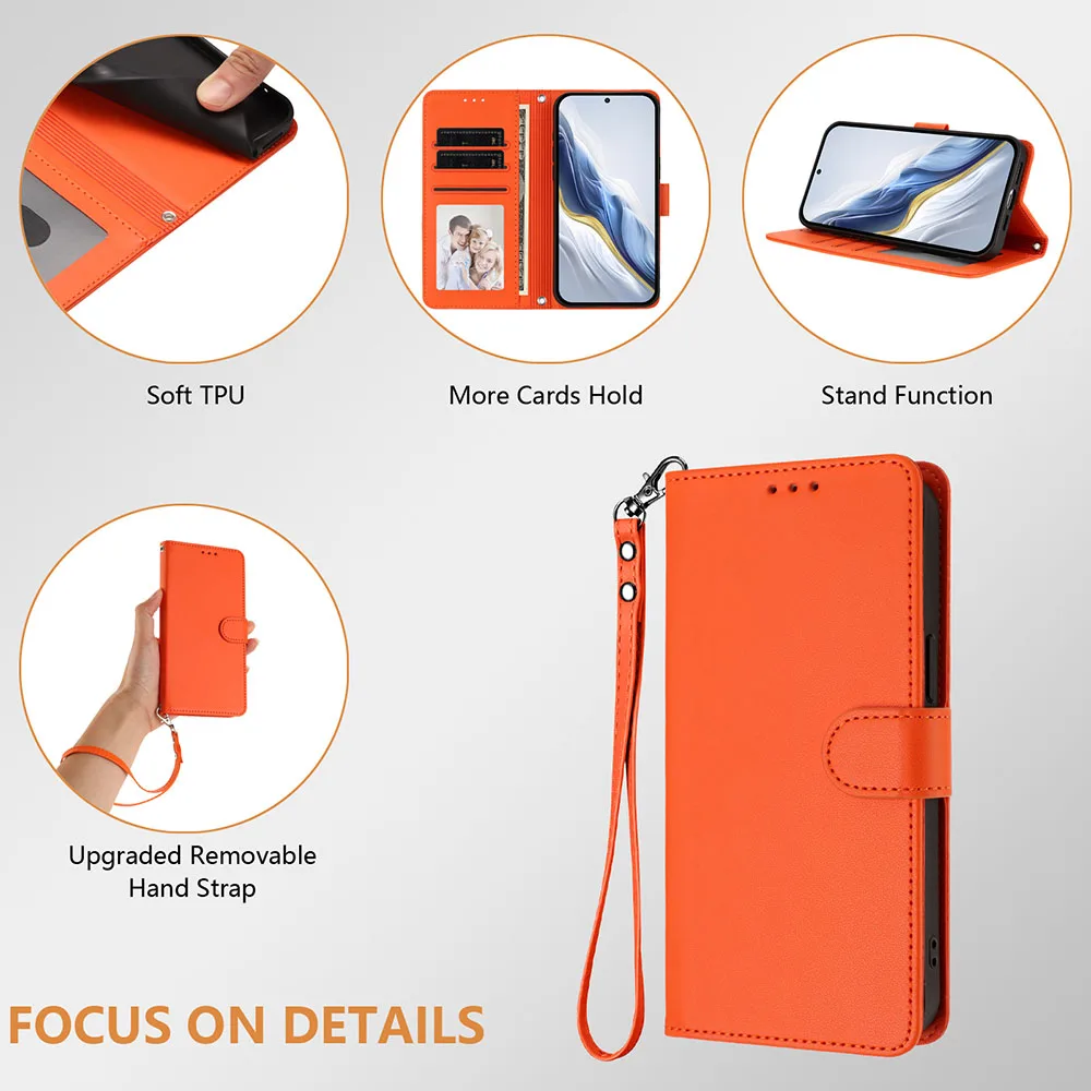 Stylish Leather Flip Wallet Phone Case - Elegant Design with Built-In Card Holder