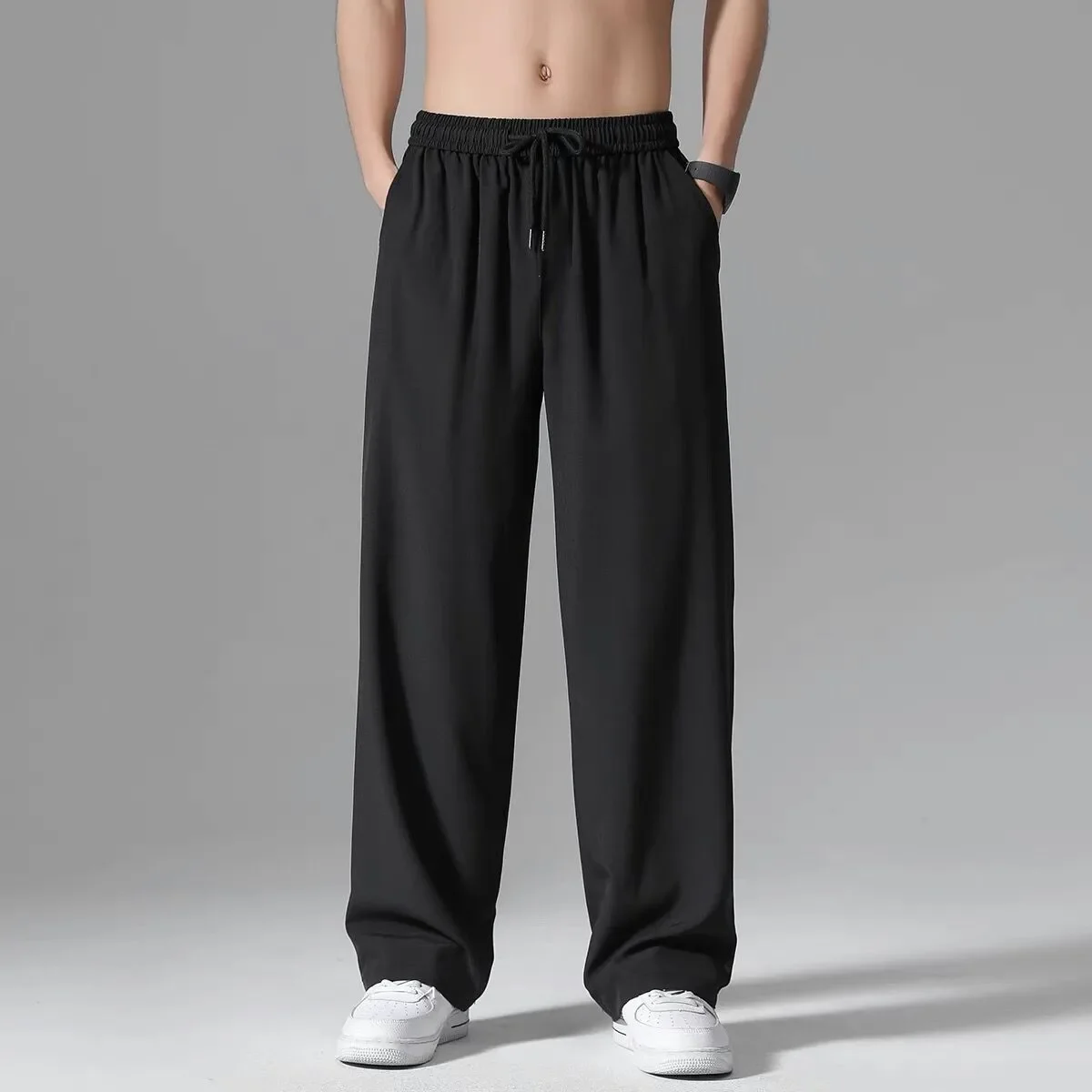 Men's Spring Summer Straight Leg Wide Leg Pants Casual Pants Sports Loose Men Clothing Joggers Men 4