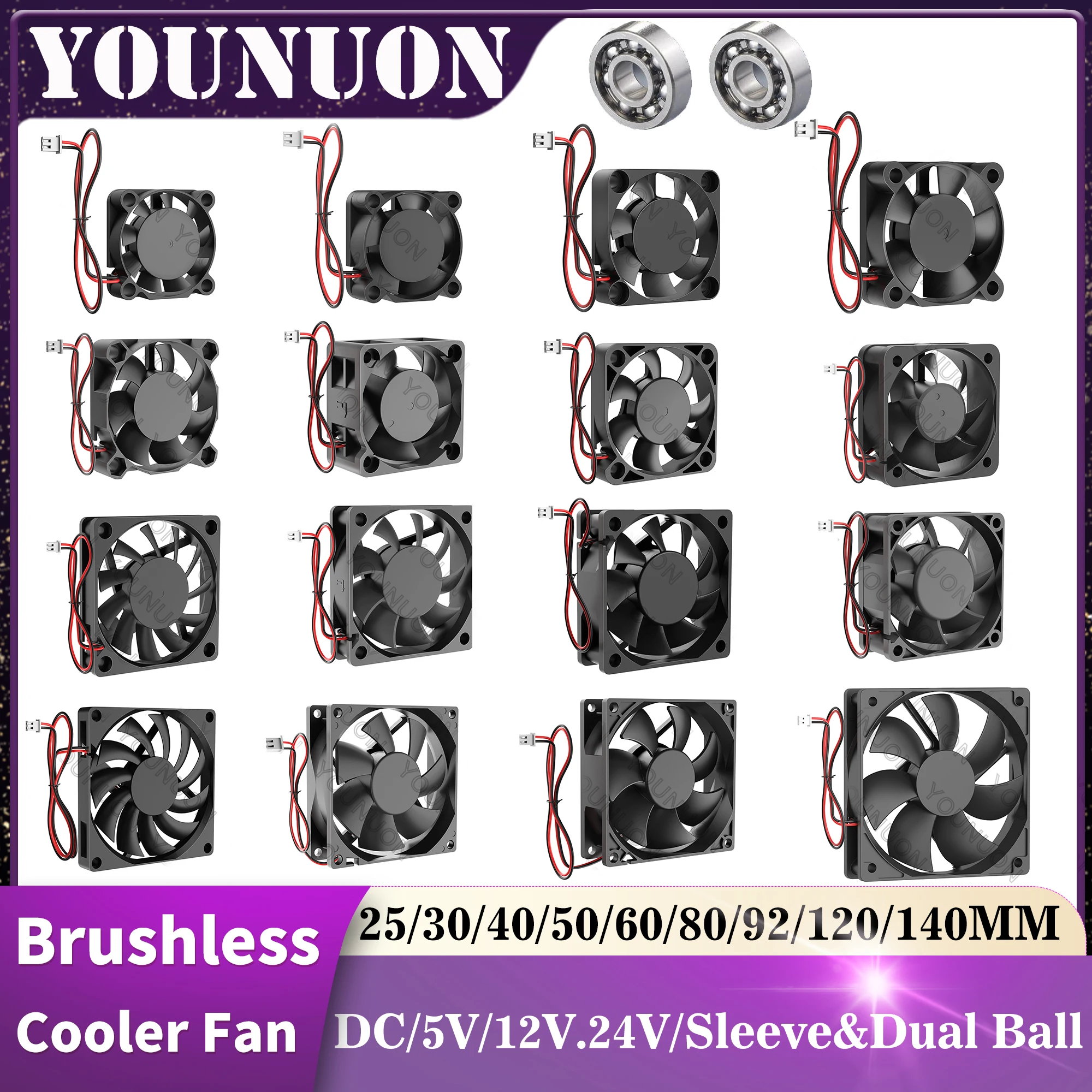 DC Brushless Cooling Fan DC 5V/12V/24V 30MM/40MM/50MM/60MM/70MM/80MM/90MM/120MM/140MM for PC Laptop Computer Case cooling fan