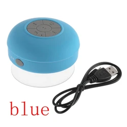 Compact Waterproof Bluetooth Shower Speaker with Built-in Mic and Suction Cup (Blue)