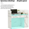 Reception Desk, 3 Drawers & Storage Shelves, Reception Counter Table with Private Panels, Reception Room Checkout Office 4
