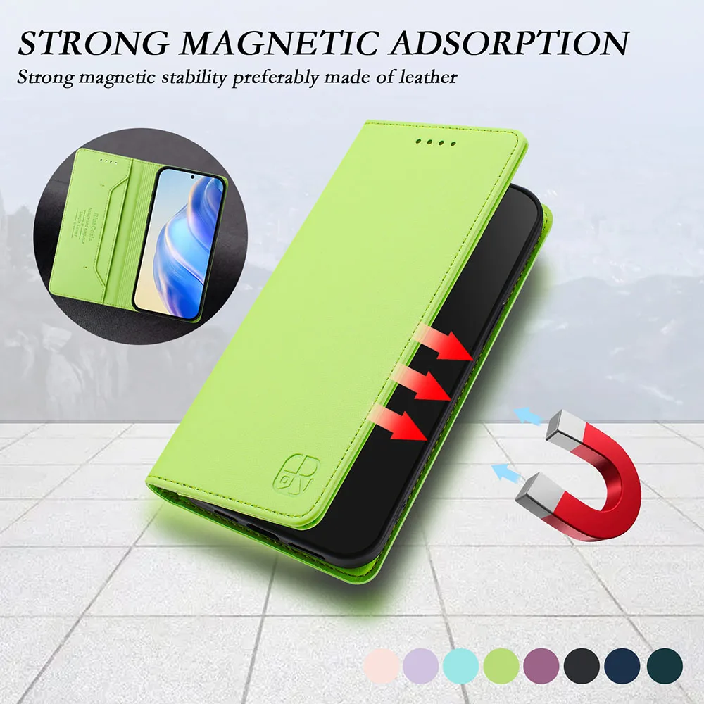 Premium Magnetic Leather Wallet Flip Case - Elegant Phone Back Cover