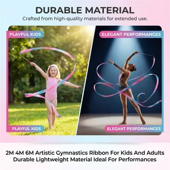 Nastro per ginnastica artistica da 2M, 4M, 6M per bambini e adulti, materiale leggero e resistente, ideale per le esibizioni