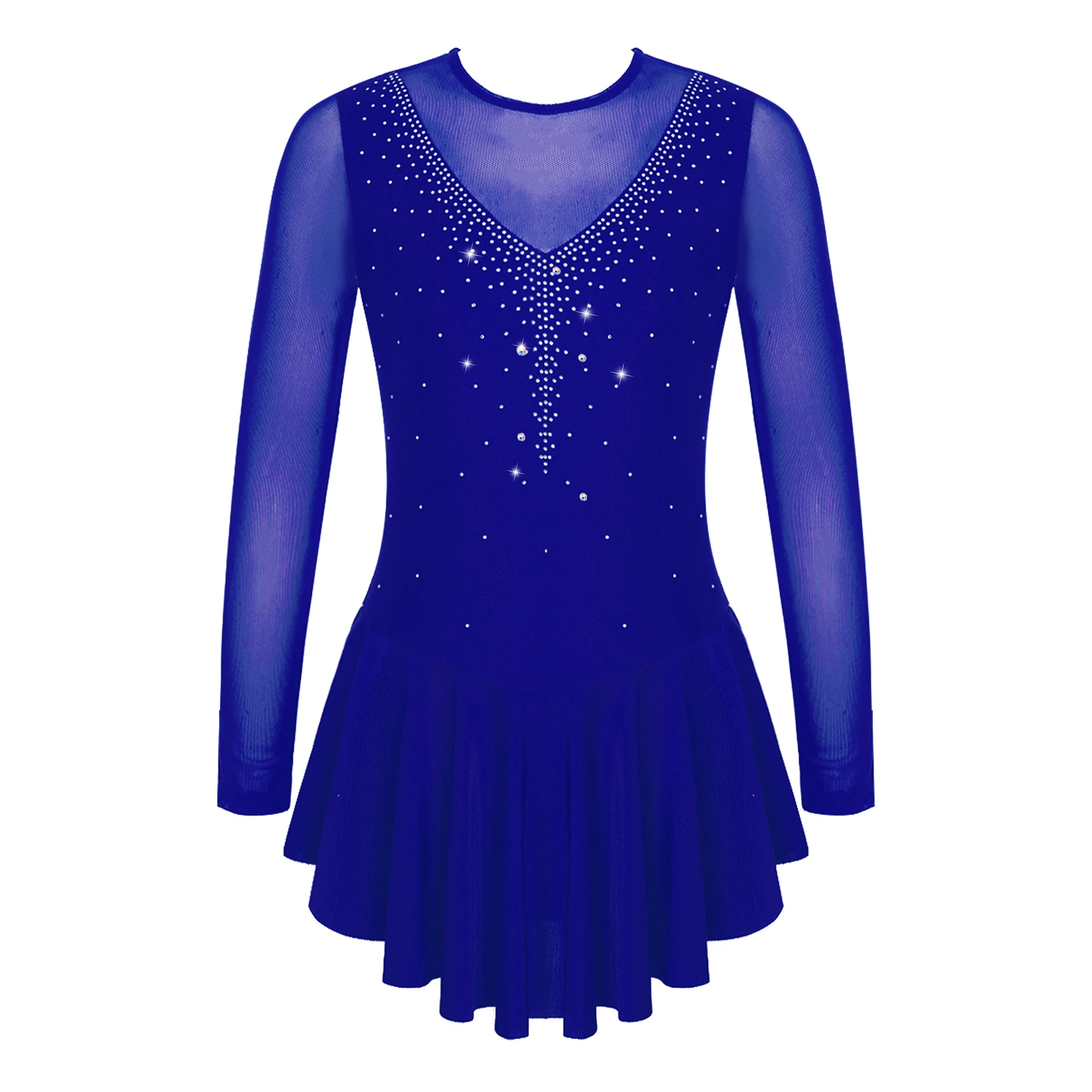 thumbnail image 1 of Vestido artístico brillante con diamantes de imitación para niñas, vestido de patinaje sobre hielo, medias de Ballet para gimnasia rítmica, ropa, trajes de baile lírico, 1 of 5