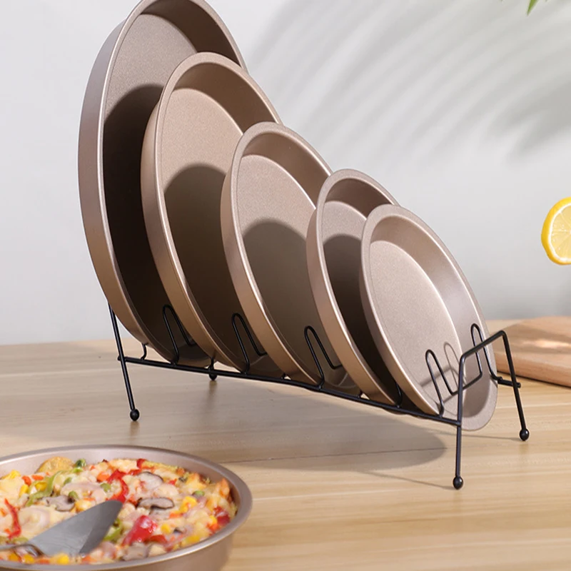 6 8 9 10 inch Pizza Plate Circular Carbon Steel Non-stick Baking Tray Household Cake Mold