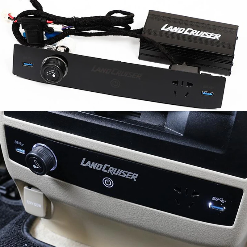 

Car Rear Sear Multifuction USB Socket Port Voltmeter Charger Cigarette lighter Rocker Switch For Toyota Land Cruiser 200 LC200