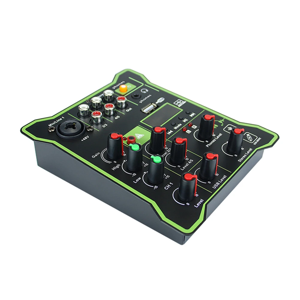믹싱 DJ 콘솔 다기능 전문 오디오 믹서, 디지털 디스플레이 사운드 보드, USB 컴퓨터 재생 녹음, 5 채널