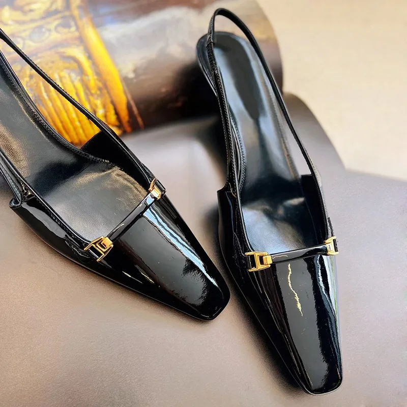

High heels European and American black sexy square head with high heels, fashionable and versatile sandals for women