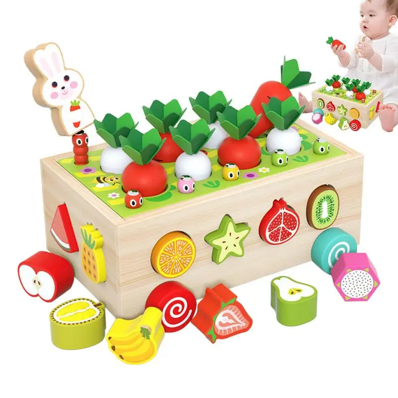 

Carrot Harvest Game Stacking Toys Wooden Shape Sorting Orchard Pulling Car Shape Sorting Matching Wooden Toys For Toddler Boys