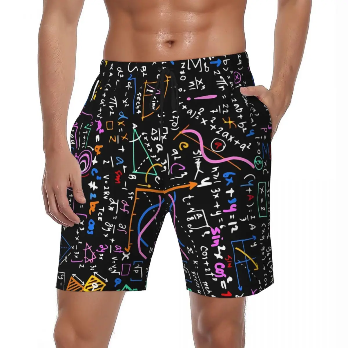 

Mathematical Formula Board Shorts Summer 3D print Sports Fitness Beach Short Pants Males Quick Dry Classic Plus Size Swim Trunks