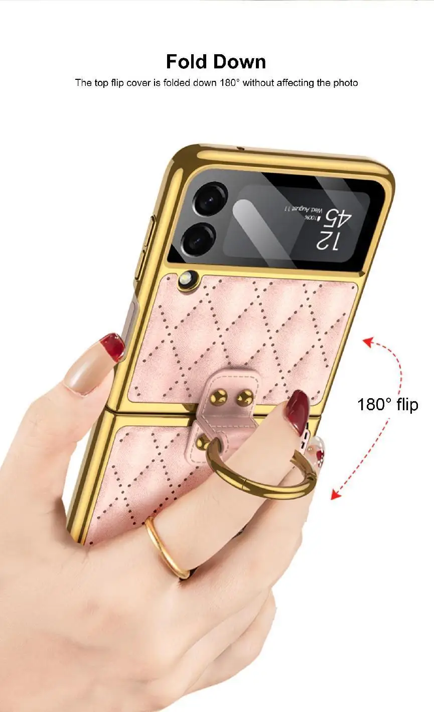 New Ring Holder Case For Samsung Galaxy Z Flip 3 5G Cover Protective Ultra-thin Case With Bracket Holder For Samsung Z Flip3 z flip3 cover