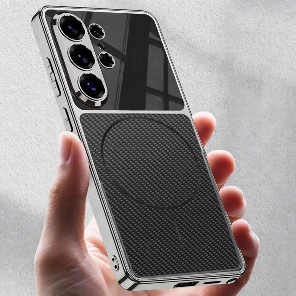 Luxury Plating Magnetic Matte Phone Case with Lens Protection & Shockproof Bumper